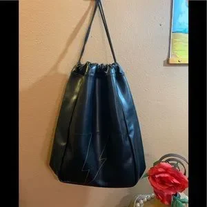 Bad Boy by Carolina Herrera New York Drawstring Backpack/Bag Carolina Herrera Black Bad Boy Draw String lighting Bolt  main image 3